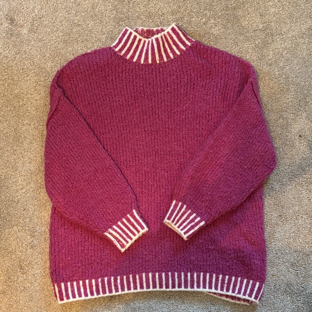 She + Sky Purple Sweater with White Accents